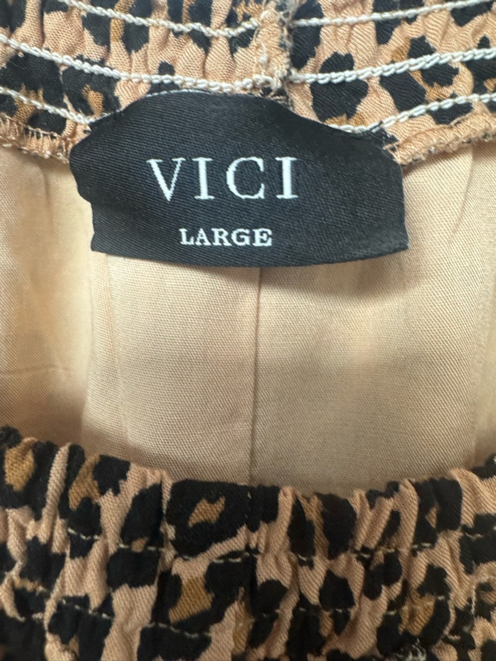 VICI Leopard Print Ruffle Sleeve Mini Dress Womens Large Boho Tiered Babydoll A8 - Picture 5 of 9